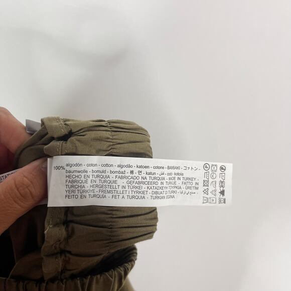 Zara Womens XSmall Olive Green Wide Leg Cargo Trouser Pants Cinch Hem High Waist - Picture 8 of 8